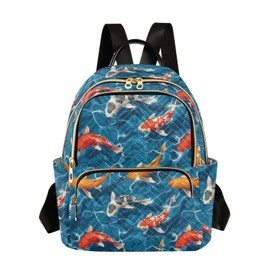 PJGINUIUA Women's Quilted Small Backpack Koi Carps Mini Backpack Purse for Women College Travel Daypack
