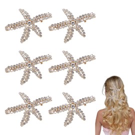 OUDQFCJ 6 Stück Seestern Haarspangen, Strand Seestern Haarnadel Mädchen Blumenmädchen-Zubehör, Perle Haarspangen Eleganter Haarschmuck für Frauen Mädchen Party Geburtstag Geschenk Hochzeit