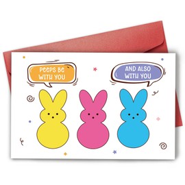 Bablira Funny Bunny Easter Card for Men Women, Peeps Pun Easter Card for Husband Wife Mom Dad, Cute Easter Card for Peeps Lover, Peeps Be with You (and also with You)