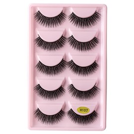 5 Pairs 3D Long False Eyelashes Fake Mink Eyelashes Ultra Thick Stage Makeup Natural Extension False Eyelashes Handmade (H107)