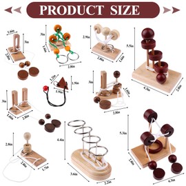Oppaxf 10 PCS Wooden Rope Puzzle Set Brain Teasers Puzzles Mind Toys for Adults Boys Girls Wooden Threading Rope Loop Toy Mind Toys Educational Toy-s for Family Game Educational Challenge Party Favor