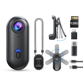 BOBLOV W4 1080P Body Camera, Wearable 128GB Body Cam with 360°Rotate Clip & Magnetic Clip, 120 Minutes for Recording, Mini Camera Easy to Use for Lecture, Traveling, Pet Walking (128GB 1080P)