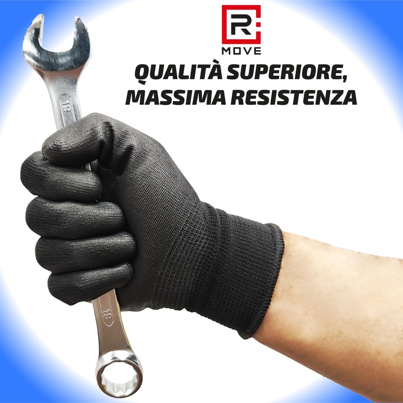 R MOVE 12 Pairs Work Gloves M Protective Polyurethane Gloves