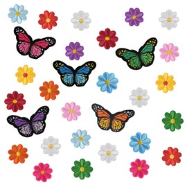 VICZON Pack of 30 Iron-On Patches Flower Embroidered Patches Iron-On Patches for Clothes Bags Backpacks for Iron-on or Sew On Repair DIY T-Shirt Jeans Jackets