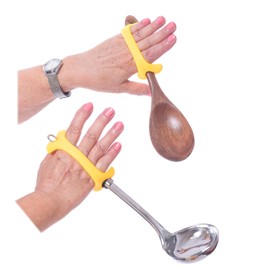 AIDBONES Cutlery Reacher - Non-Slip - Limb Loss - Special Needs - Tendonitis, Arthritis, Stroke (Pack of 2, Yellow 14.5cm)