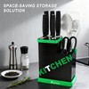 10-Piece Kitchen Knife Set with Metal Block, Black