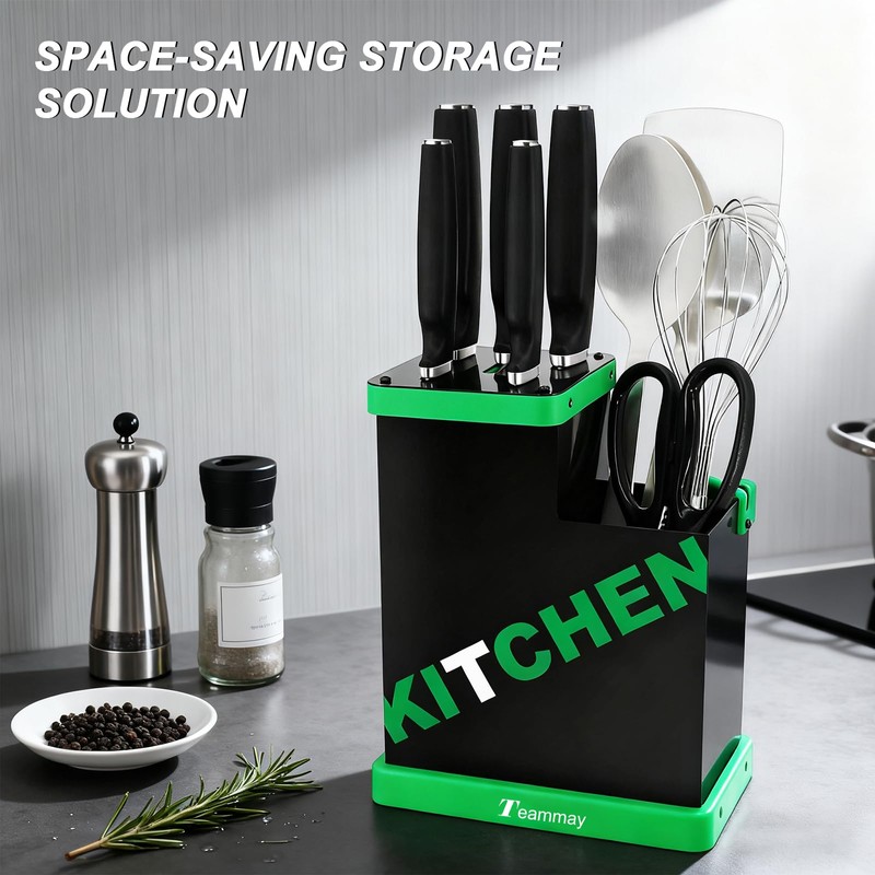 10-Piece Kitchen Knife Set with Metal Block, Black