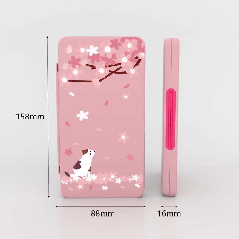 PGRTYOF Switch & Switch OLED用ゲームカードケース、【耐衝撃】ハードシェル保護・耐久24スロットカード＆24スロットマイクロSDカード収納ホルダーボックス、スリムでポータブル (さくら)