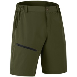 Tyhengta Cargo Work Shorts Men Elastic Waist Walking Shorts Lightweight Outdoor Hiking Shorts Waterproof Camping Shorts Summer Army Green,S