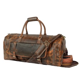 Tuzech Large Duffel Luggage leather Travel Bag Duffel bag Gym Bag Airplane cabin Approved Carry On Overnight Leather Weekender Mens Duffle Bag For Men and Women 20 inch