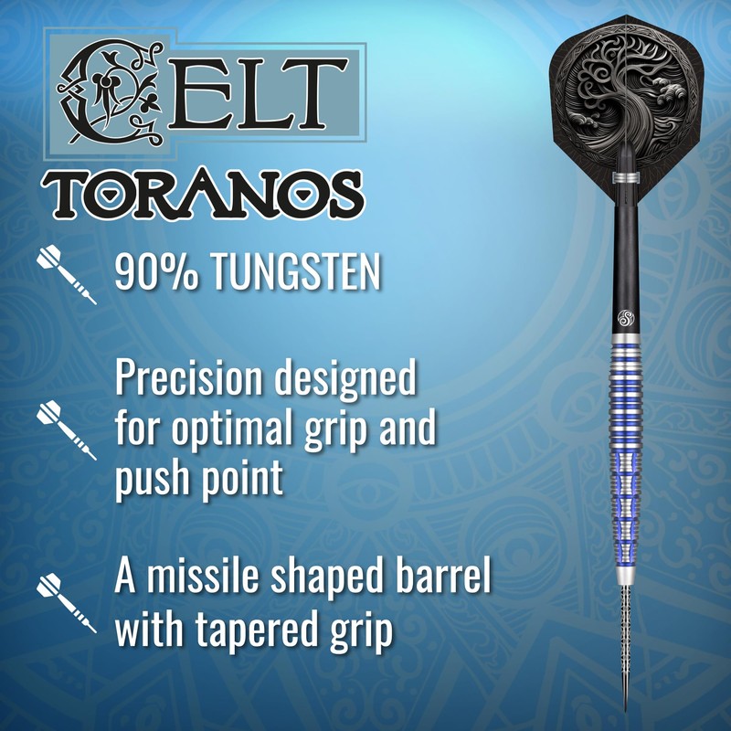 Shot! Celt Toranos Steel Tip Dart Set 90% Tungsten Barrels,