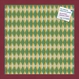 PinPix Decorative pin Cork Bulletin Board Made from self-Healing Canvas, Geometric Patterns Printed at 16x16 Inches and Framed in Red Stain on Beech(WOM56673)