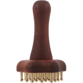 VILLCASE Cepillo de Masaje de Madera y Latón para Estimular Meridianos Scalp Massager Red Light, Peine para Masajear el Cuero Cabelludo y Uso Diario en Espalda y Abdomen