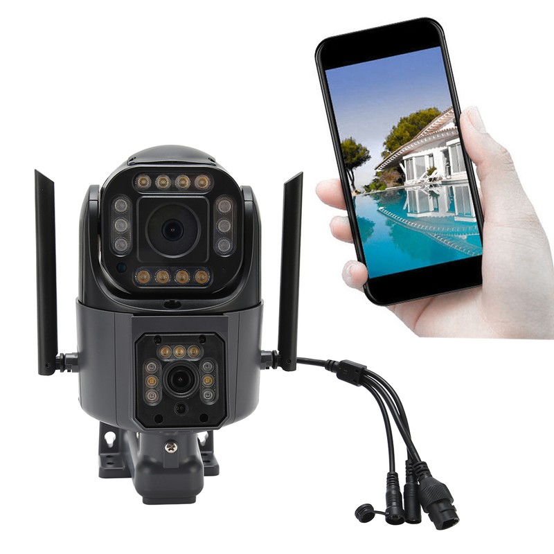 Smart Outdoor Camera 4MP Wireless Three Lens Remote Monitor Auto