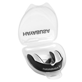 Hayabusa Combat Sports Mouth Guard Youth, Kids and Adult Sizes Comes with Case - Black/White, Adult