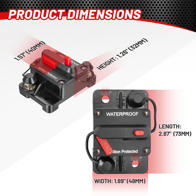 RED WOLF 4 Pack 100Amp Circuit Breaker Manual Reset Switch