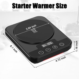 Sourdough - Alfombrilla de calentamiento para principiantes de 12 horas, control preciso de termostato de -60 °F (70 a 90 °F), calentamiento inteligente de memoria de encendido/apagado (se adapta a