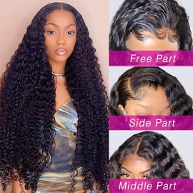 28 Inch Deep Wave Lace Front Wigs Human Hair 13x4 HD Transparent Deep Wave Lace Frontal Wigs Human Hair Curly Wigs for Black Women 180% Density Glueless Wigs Human Hair Pre Plucked with Baby Hair