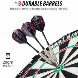 Fat Cat Steel Tip Dart Set (21-Pack), 20-Gram Darts with Plastic Storage Jar for Travel and Organization