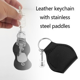 eMagTech Guitar Pick Leather Case Keychain Leather Cover Guitar Pick Keychain Leather Holder Stainless Steel Guitar Pick for Keychain Necklace Charm Bracelet, Black
