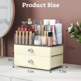 LAMU Makeup Organizer Skincare Organizers with Extra Large Drawer - Bathroom Organizers and Storage Cosmetic Display case for Bathroom Countertop, Bedroom Vanity Desk, Lipstick Organizer, Cream