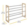 Whitmor 3 Tier Expandable Shoe Rack -Stackable - Natural Wood