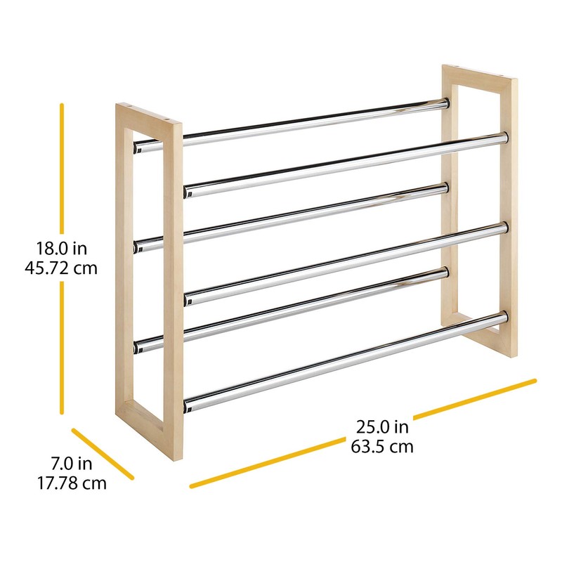 Whitmor 3 Tier Expandable Shoe Rack -Stackable - Natural Wood