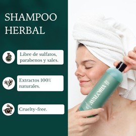 Shampoo, Acondicionador y Gel Herbal Sin Sulfatos, Parabenos ni Sales – para Brillo y Anticaída – Extracto 100% Natural con 10 Hierbas – Hidratación, Brillo y Crecimiento