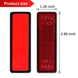Yinaolan 10 Pack Red Self Adhesive Rectangle Reflectors, ADR Approval Road Safety Stick-on Rear Reflectors for Trailer Caravan Truck Lorry or Agricultural Machines