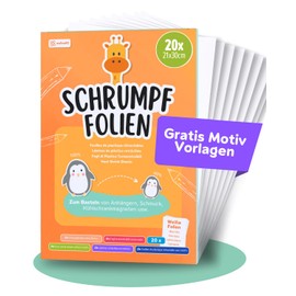 molinoRC Shrink Film for Painting, 20 x A4 [with Free Template Download], Matte Transparent, Shrink Film Set, Hardens Smooth and Evenly, Shrink Plastic Sheets