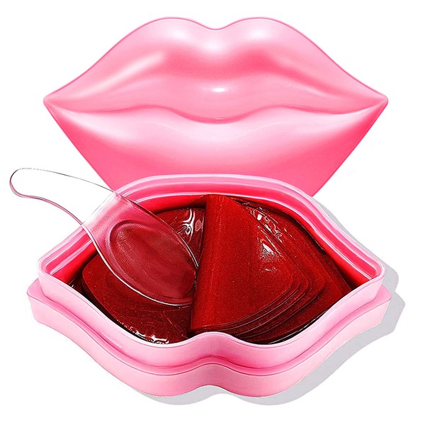 20Pcs Moisturizing/Plumping Lip Mask, Restores Moisture Lip Mask for Dry Lips and Lip Lines Overnight Lip Care, Gel Treatment Lip Masks ​ (Pink)