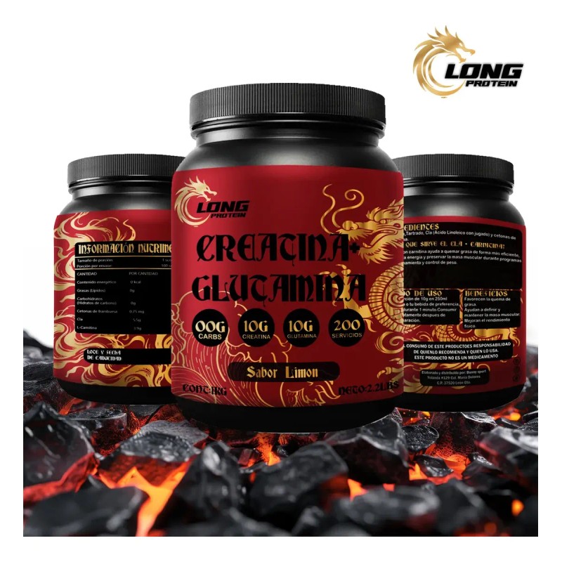 Creatina + Glutamina Long 1kg 50servi Suplemento Alimenticio
