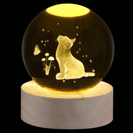 Sahoottie 3D Cat Crystal Ball Cat Paperweight Cat Gifts for Women Cat Gifts for Cat Lovers Cat Ornament Glass Ball Cat H