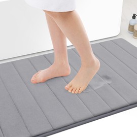 Colorxy Memory Foam Bath Mat 30x20, Ultra Soft and Absorbent Bathroom Rugs, Non-Slip, Machine Wash Dry, Thick Bath Rug Carpet for Bathroom Floor, Sink and Shower, Grey