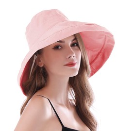 AIDIER Damen Faltbarer Leichter Sommerhut mit Breite Krempe UV Schutz Sonnenschutz Fischerhut Reisen Sonnenhut mit Kinnband Elegant UPF 50+ Sommer Hut Strandhut Gartenhut Anglerhut