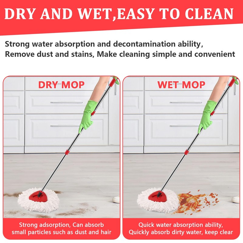 NICEMOVIC 3 Pack Mop Heads Replacement, Compatible with Vileda Triangle