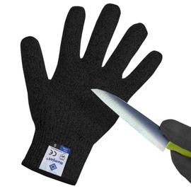 Numjot Cutting Gloves, Food Grade Level 5 Protection, Safety Kitchen Cut Gloves for Oyster Shucking, Fish Fillet Processing, Mandolin Slicing, Meat Cutting and Wood Carving. (Black-Large 1 Pairs)