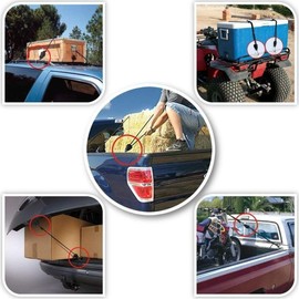 Kayak Tie Down Straps with Bonnet/Boot Anchors, Black and Red Rope, Ratchet Mechanism, 2-Pack