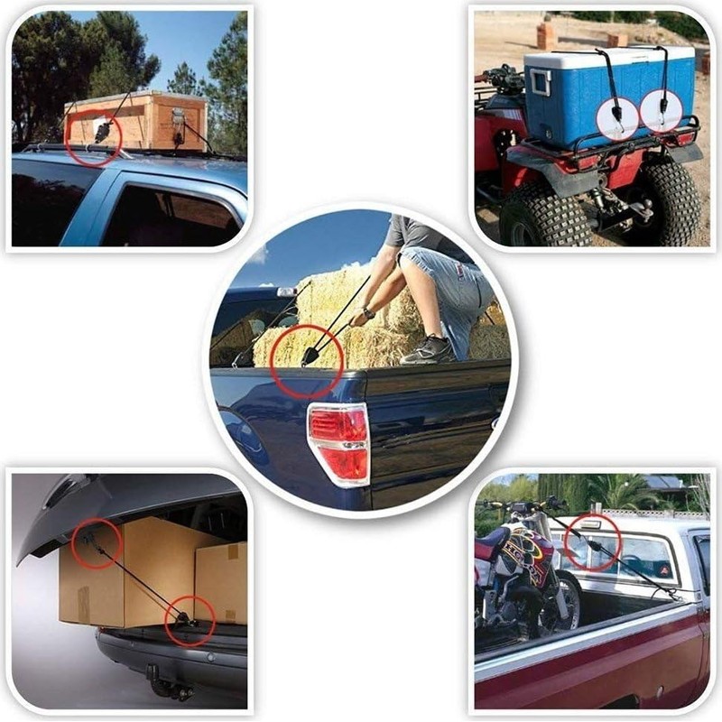 Kayak Tie Down Straps with Bonnet/Boot Anchors, Black and Red