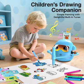 Drawing Robot for Kids with 100 Cards, Montessori Painting Toys with Voice Interaction&16 Color Pens Educational Drawing Machine Toys for 3 4 5 6 7 8 Year Old Boys Girls
