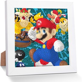 Yoimckay Children's Diamond Painting with Frame, Cartoon Diamond Painting, Diamond Painting Kit, 5D Diamond Painting Children, DIY Mosaic Making Arts Craft for Home Wall Decor, 18 x 18 cm