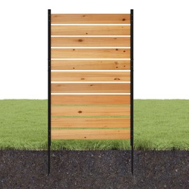 No Dig Wood Privacy Screen Fence Panel, 61" H x 38" W Outdoor Decorative Privacy Wall, Freestanding Room Divider for Patio Garden, Hide Trash Cans & AC Units （Brown, 5FT）