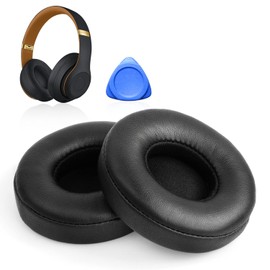 Ersatz Ohrpolster für Beats Solo 2 & Solo 3 Wireless Kopfhörer Professional Kopfhörer Ersatzpolster mit Weiches Proteinleder - Schwarz (1 Paar)