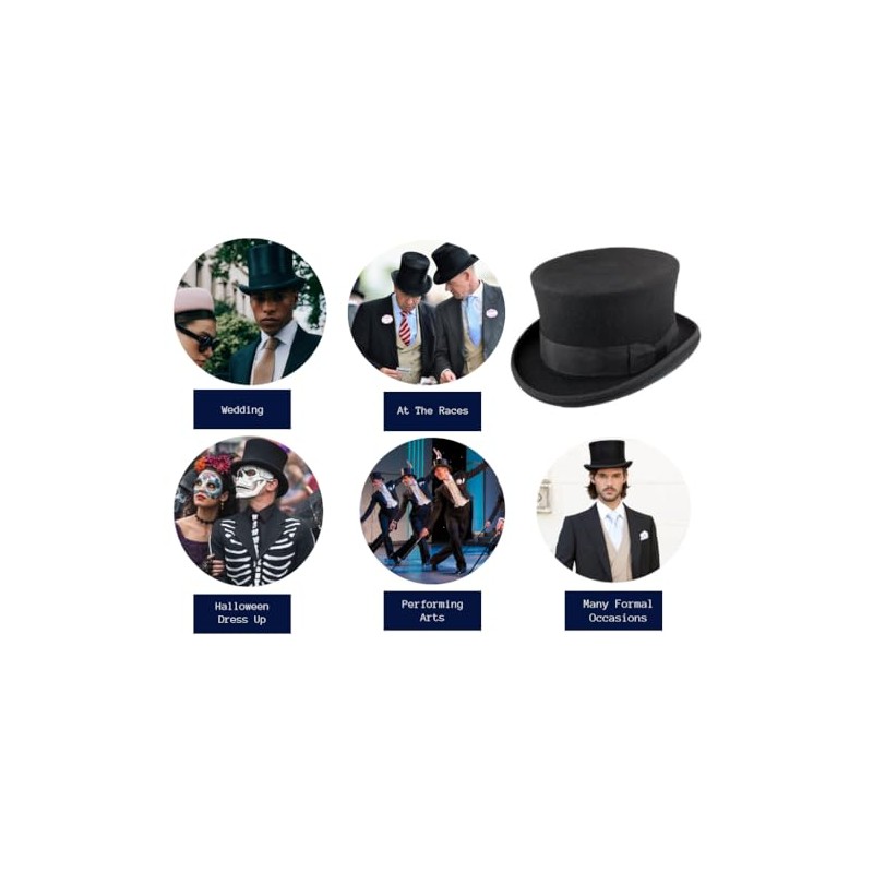 AB Hats Hand Made 100% Wool Satin Lined Top Hat