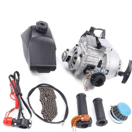 LIYUANJUN 49cc 2 Stroke Bike Engine, Engine Motor For Pocket Bike, Mini Dirt Bike, ATV, Scooter, Recoil Pull Start Engine with Fuel Tank Air-Cooled System (Upgrated CVT Transmission)