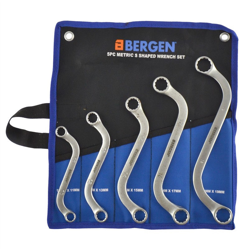 Metric S Shaped Bent Obstruction Spanner Wrench Set 5pc 10mm