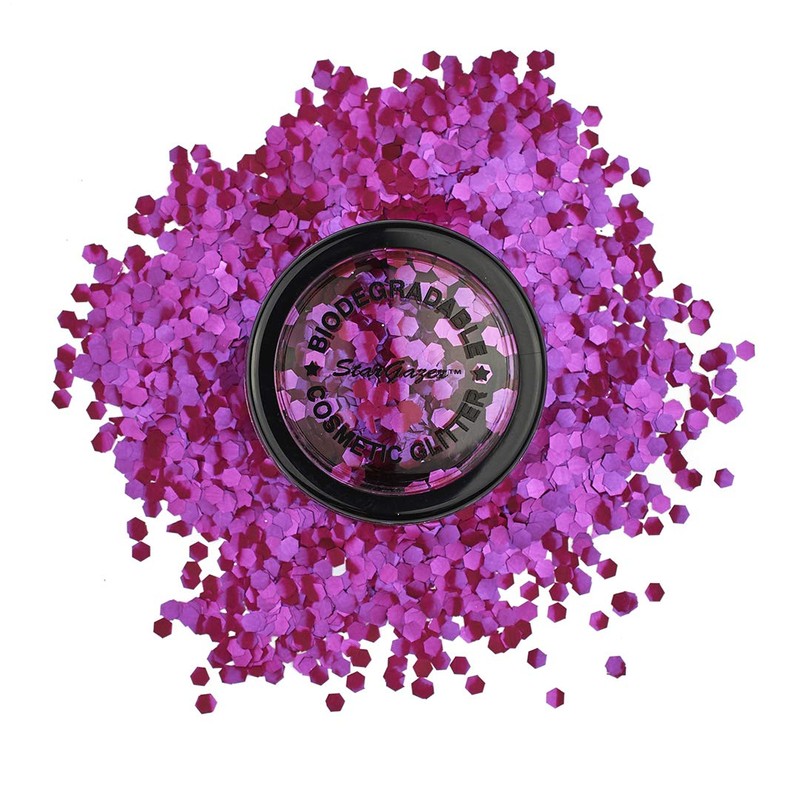 Stargazer Biodegradable Chunky Glitter Shaker - Fushia. Festival Friendly Biodegradable