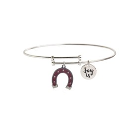 AKA Jewellery - Women Bangle Bracelet Joy Collection in Sterling Silver 925 Rhodium with Horseshoe Pendant