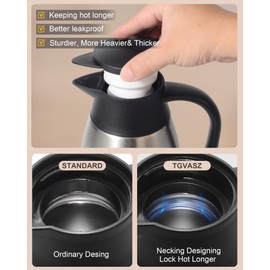 70 OZ Thermal Coffee Carafe,Updated Insulated Stainless Steel Coffee Carafes for Keeping Hot Coffee & Tea Hot Beverage-12Hours, Double Walled Vacuum Coffee Carafe (silver)