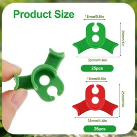 Momowin Pack of 50 Plant Clips, Plant Bender, 90 Degree Bend Plant Trunk Trainer, for Bending Plant Stems and Changing the Growth Direction (Red + Green
